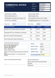 Commercial Billing Invoice Template Preview
