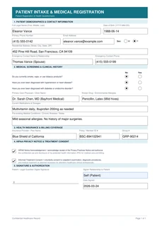 Patient Medical Registration & Intake Template Preview
