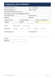 Residential Tenancy Lease Agreement Template Preview